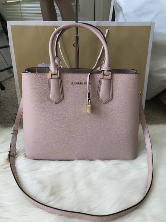 Michael Kors Handbags - Michael Kors Dusty Pink Pebbled Leather Satchel with Crossbody Strap